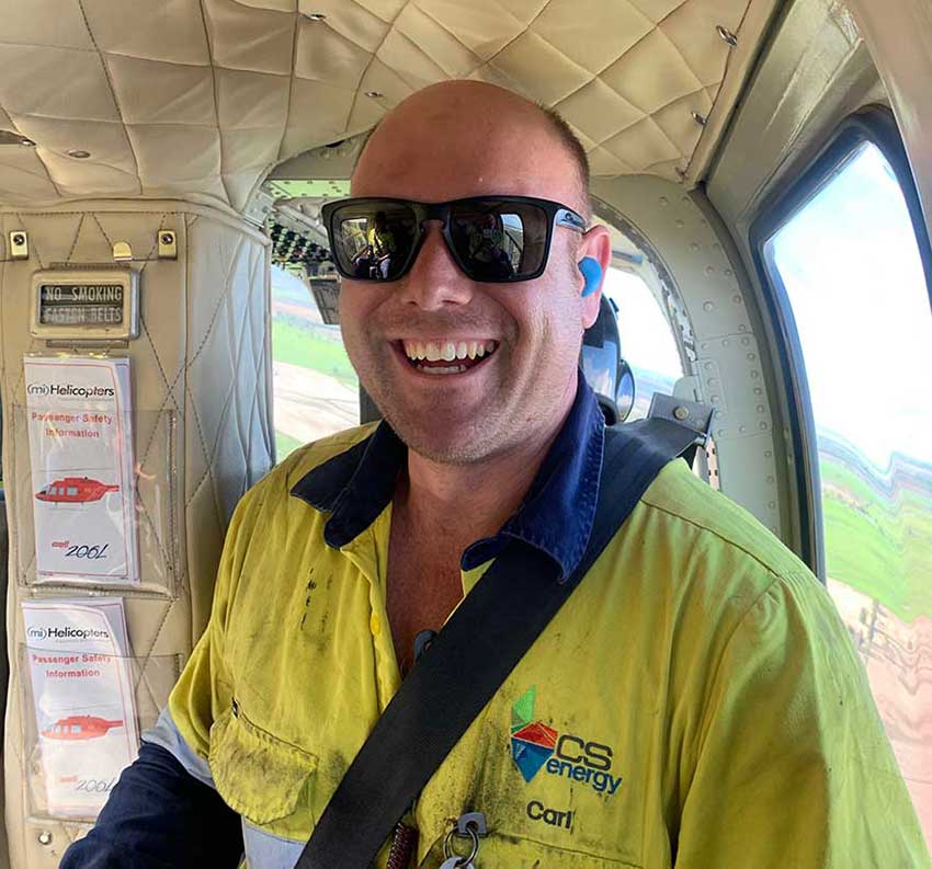 Kogan employee in chopper