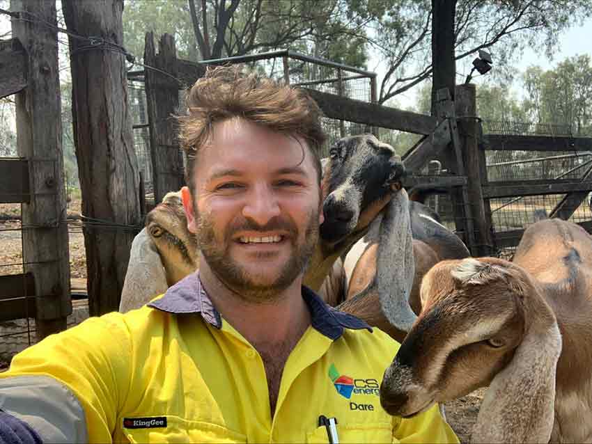Body image Dare Lawrence with goats