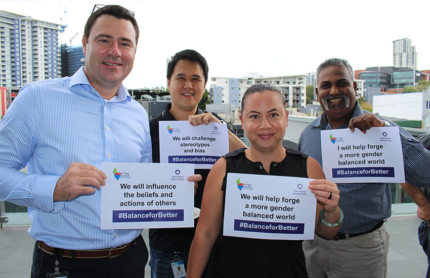 Brisbane staff with IWD 2019 pledge card